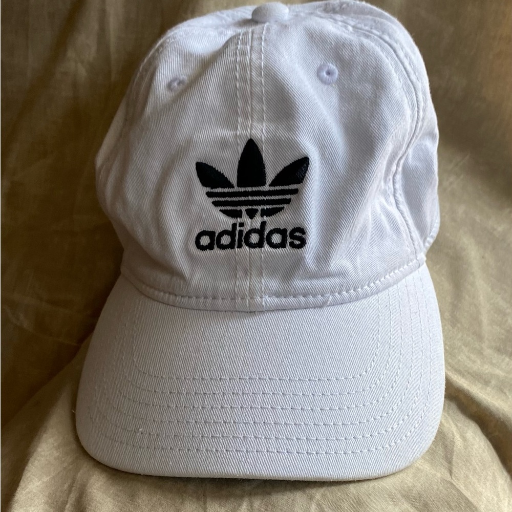 Adidas White and Black Logo Cap